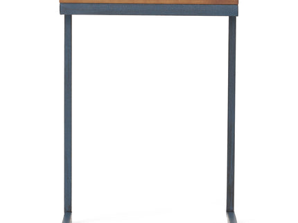 C Shaped End Table With Iron Base And Fir Wood To