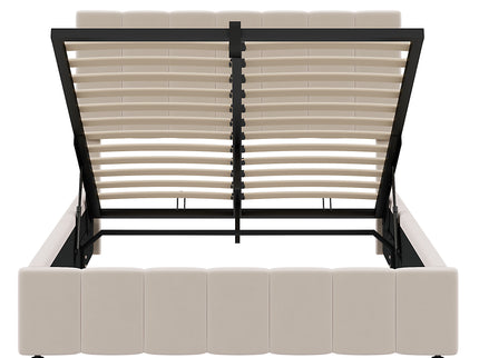 Elegant Upholstered Platform Bed With Hydraulic Storage System