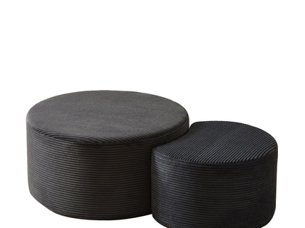 Modern Upholstered Round Coffee Table For Living Room (Set of 2)
