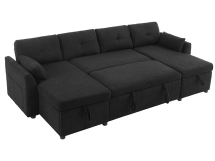 U-Shaped Sectional Sofa Bed With Storage And USB Ports