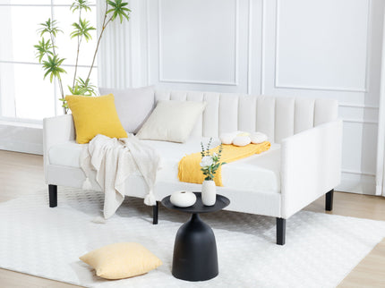 Elena - Boucle Upholstered Daybed, Ribbed Tufted Backrest