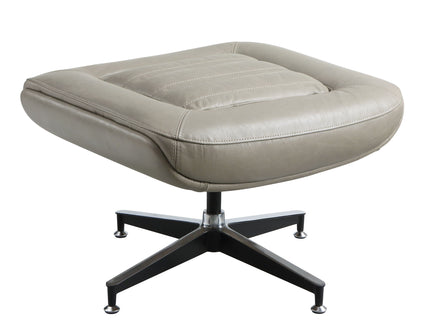 Piran - Twilight Top Grain Leather Accent Chair And Ottoman With Swivel - Gray