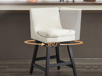 Upholstered Swivel Bar Stools With Ergonomic Design (Set of 2) - Cream White