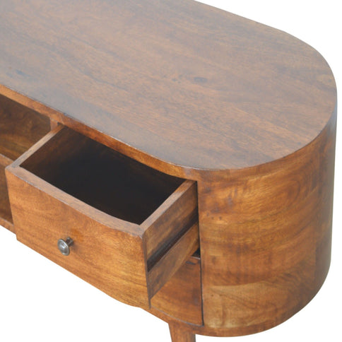 Solid Wood Rounded Entertainment Unit