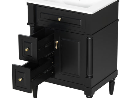 Freestanding Bathroom Vanity With Sink, Adjustable Shelf & Flip Drawer
