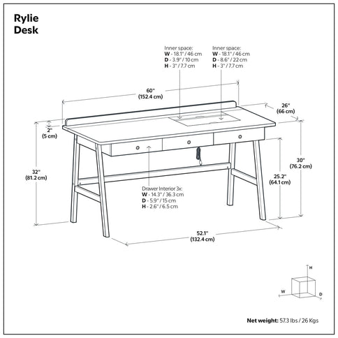 Rylie - Desk - Natural Aged Brown