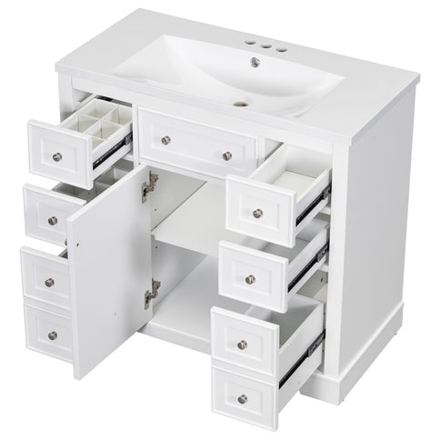 Modern Bathroom Vanity With Sink Combo, 6 Drawers And 1 Cabinet