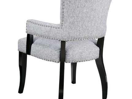 Elegant Arm Dining Chair With Brass Nail Head Detailing