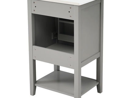 Modern Bathroom Vanity With Sink, Soft-Closing Door And Open Shelf