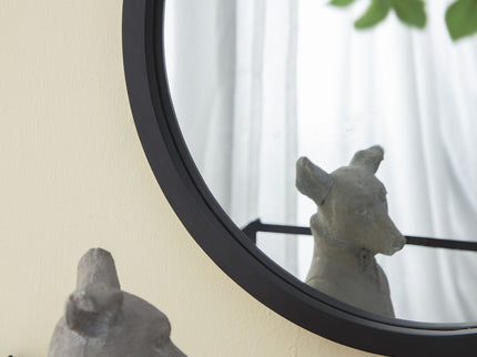 Circle Wall Mirror With Wooden Frame, Wall Mirror For Living Room