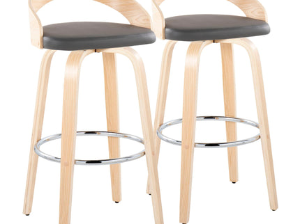 Grotto - Contemporary Fixed-Height Barstool With Swivel With Round Footrest (Set of 2)