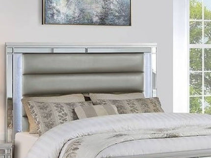 Bed With LED Lights, Tufted Headboard