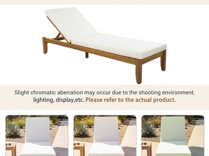 Adjustable Outdoor Patio Lounge Chair Chaise Lounge - Beige / Natural