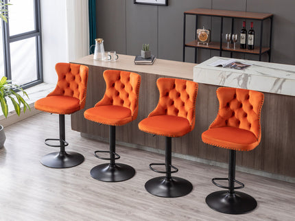 Swivel Barstools Adjusatble Seat Height, Modern Upholstered Bar Stools With Backs Comfortable Tufted For Home Pub And Kitchen Island (Set of 2)