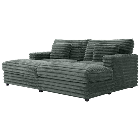 Oversized Double Chaise Lounge Sofa Bed With USB Ports And Cup Holders