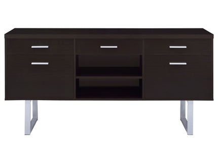 5 Drawer Credenza With Open Shelving - Cappuccino