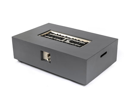 Volon - Rectangular Fire Pit Table, Propane Powered, 50,000 BTU - Light Gray