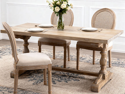 Dining Chairs, Upholstered With Round Back (Set of 2) - Beige