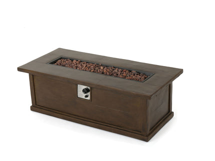 Transitional Rectangular Outdoor Propane Fire Pit With 50, 000 Btu
