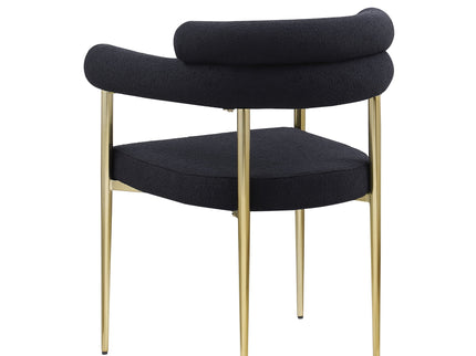 Dining Chairs (Set of 2), Mid-Century Modern Dining Chairs, Kitchen Dining Room Chairs, Round Boucle Backrest Sherpa Dining Chair With Brushed Metal Legs