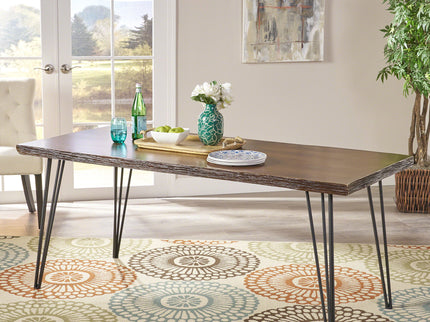 Modern Industrial Faux Live Edge Dining Table With Hairpin Legs - Natural