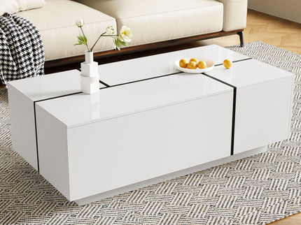 Extendable Coffee Table With 2 Hidden Storage Space And 2 Drawers For Living Room
