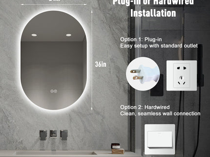 Smart Wall Mounted LED Touch Screen Mirror With Anti-Fog Function And Adjustable Lighting