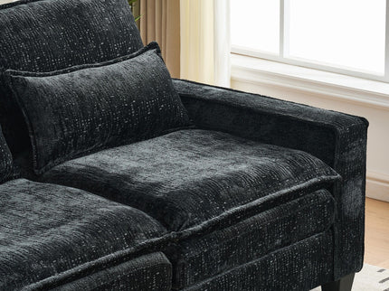 Modern Comfy L Shaped Sectional Sofa With Movable Ottoman