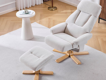 Upholstered Heated Massage 360° Swivel Accent Chair With Ottoman