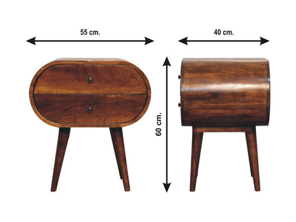 Large Chestnut Circular Bedside