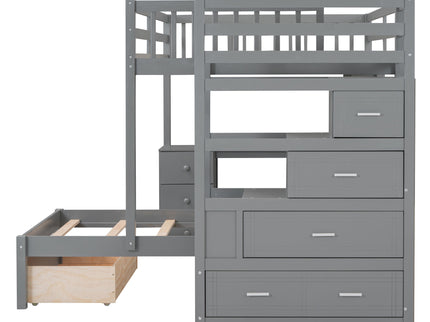 Bunk Bed With Desk, Drawers And Shelves