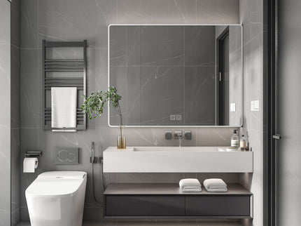 Aluminium Medicine Cabinet Mirror With LED Light And Defogging Function - Gray