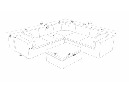 Custom Configuration Modular Sectional & Toss Pillows