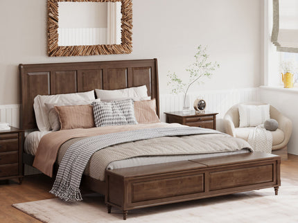 Sleigh Bed Frame With Tall Headboard And Storage Bench