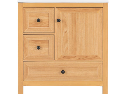 Modern Bathroom Vanity With Sink, Soft Close Drawers & Door, Storage Rack