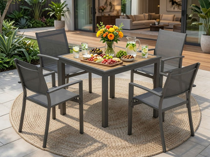 5 Piece Patio Dining Set, Table And Chairs For Outdoor Use - Gray