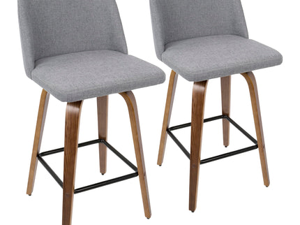 Toriano - Mid Century Modern Fixed Height Counter Stool & Square Footrest (Set of 2)