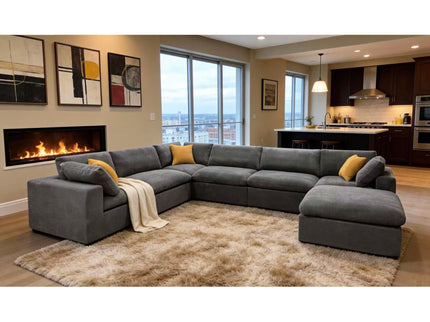 Custom Configuration Modular Sectional & Toss Pillows