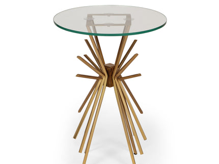 Table With Sunburst Design - Gold