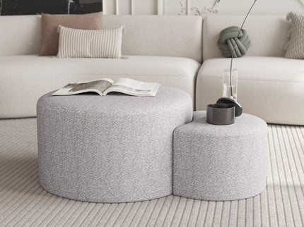 Upholstered Nesting Coffee Tables, Side Table, Footrest, Ottoman & Seat For Living Room Bedroom Entryway Office (Set of 2) - Beige