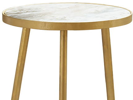 Delilah - Marble And Table Elegant Round Design With Polished - White / Gold