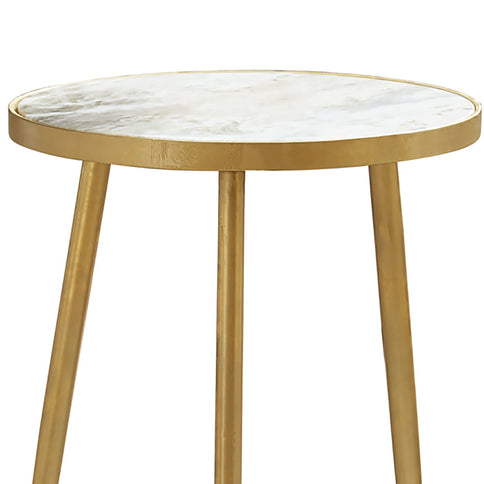 Delilah - Marble And Table Elegant Round Design With Polished - White / Gold