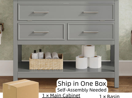 Bathroom Vanity With Ceramic Sink, Tip Out Tray & 2 Full Extension Drawers