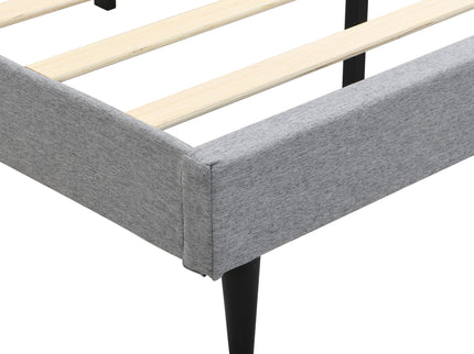 Modern Upholstered Platform Bed Frame With Button Tufted Headboard And USB Ports