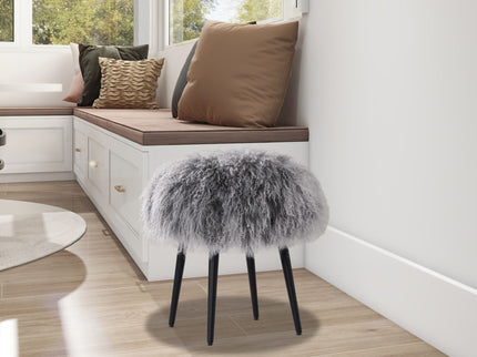 Alberta - Mongolian Sheepskin Round Ottoman