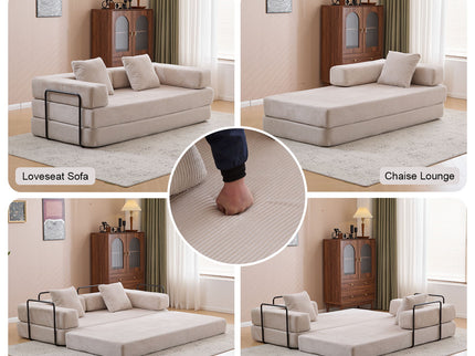 Floor Couch, Convertible Floor Sofa Bed With Pillow Back Support Armrest