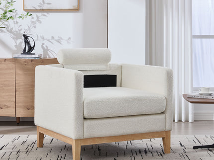 Wide Modern Performance Accent Chair With Natural Legs