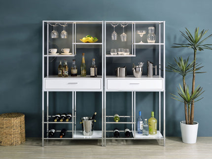 Draper - 5 Shelf LED Wine Cabinet With Pull Out Drawer - Gloss White