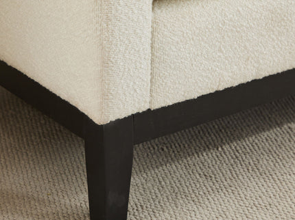 Elegant Upholstered Bench, Daybed, Ottoman With Wood Legs & Bolster Pillows - Ivory Boucle