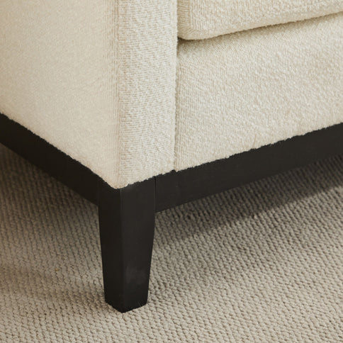 Elegant Upholstered Bench, Daybed, Ottoman With Wood Legs & Bolster Pillows - Ivory Boucle